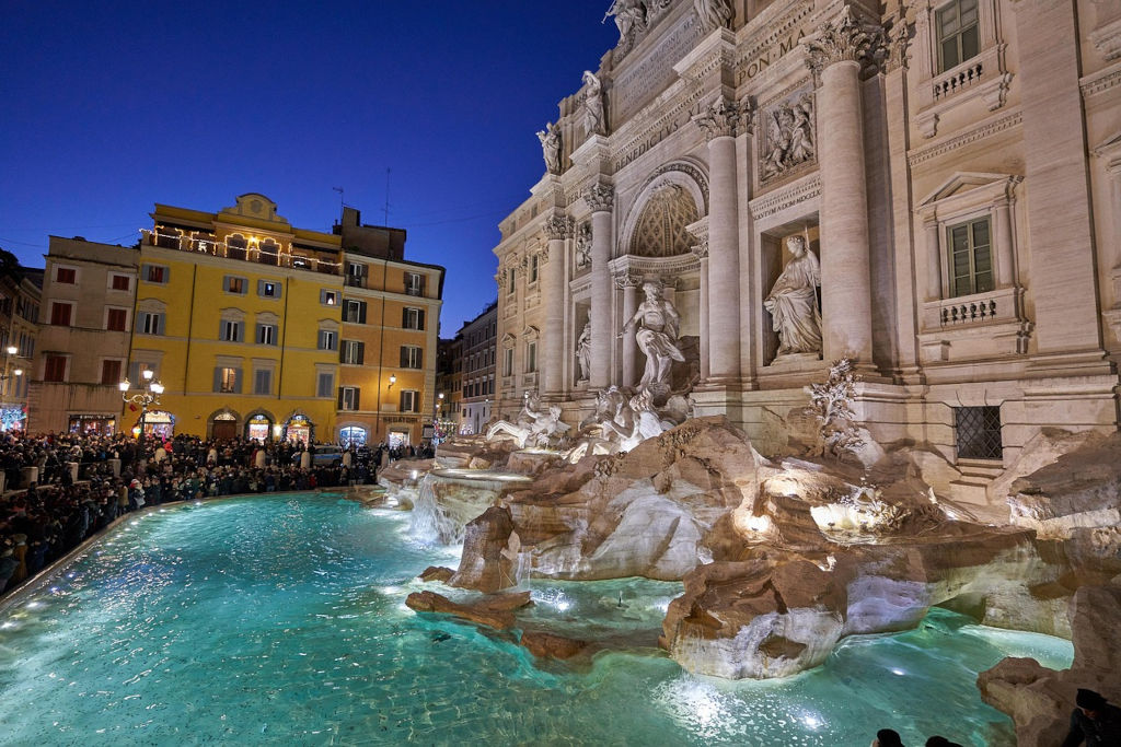 Fontana di Trevi at golden hour, Rome